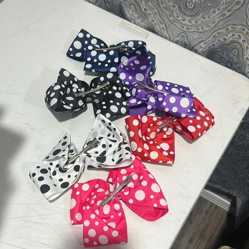 Polka Dot Bow Set for Kids - Black, Purple, Red, Pink